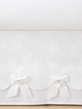Pottery Barn Kids European Linen Bow Crib Skirt White